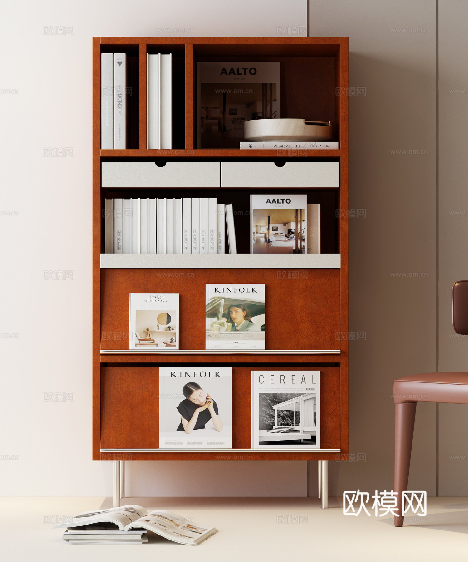 现代书柜 现代中古风书柜 法式中古书柜 书柜组合3d模型