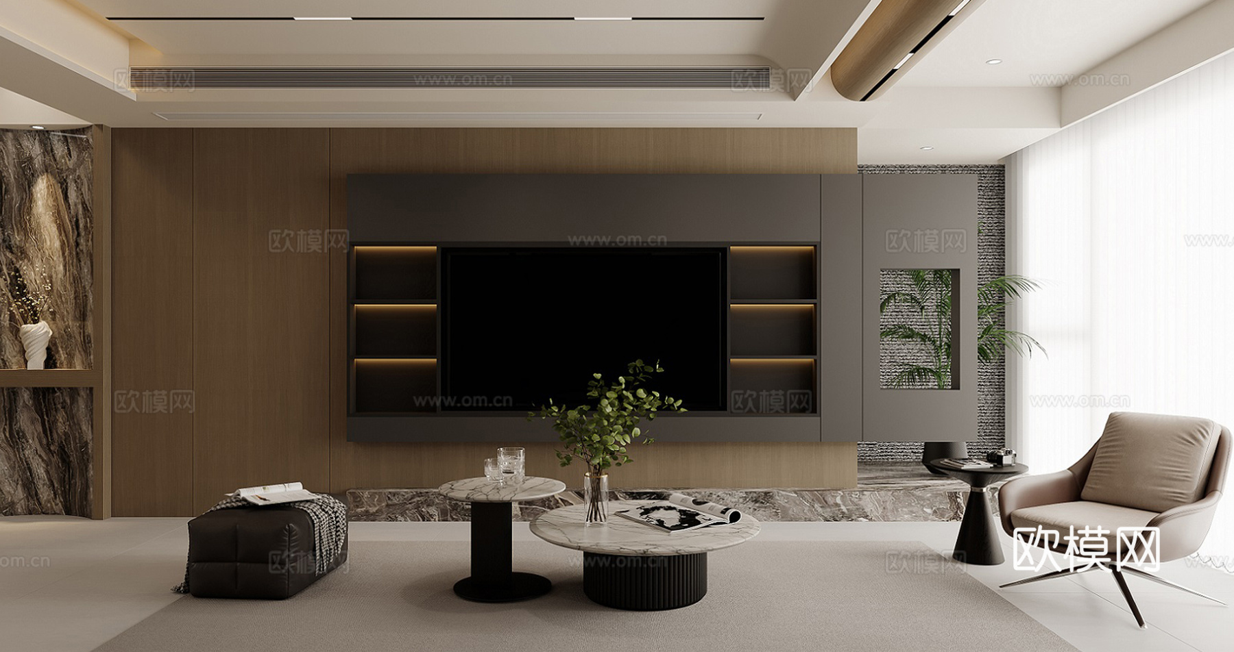 意式轻奢客餐厅3d模型
