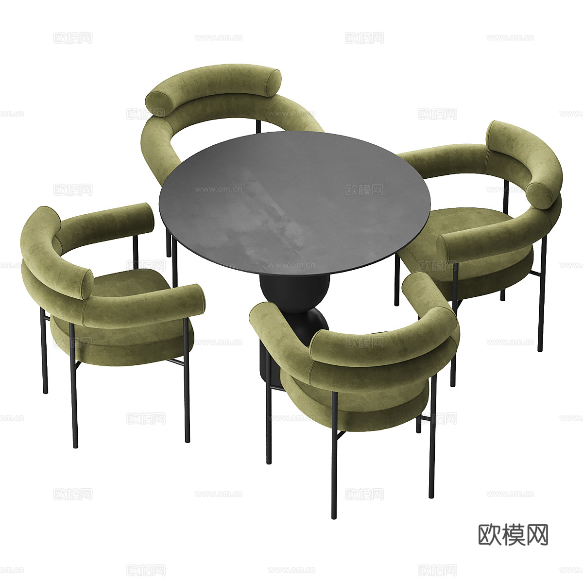 现代意式圆餐桌椅3d模型