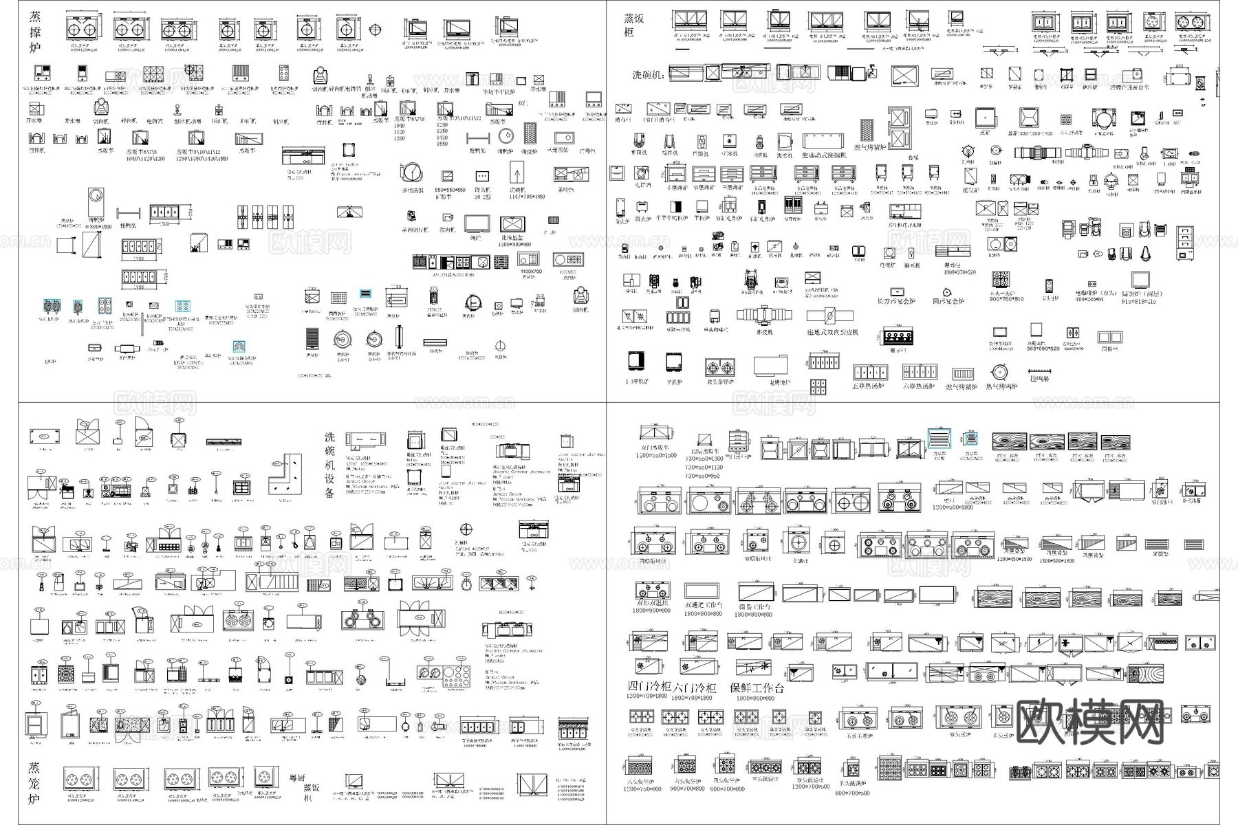 厨房设施 厨具 炉具 灶具 灶台 水槽cad施工图