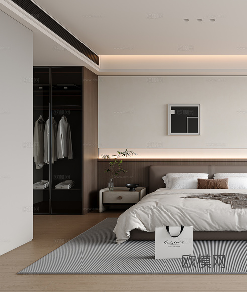 現(xiàn)代臥室3d模型下載(渲染圖3)