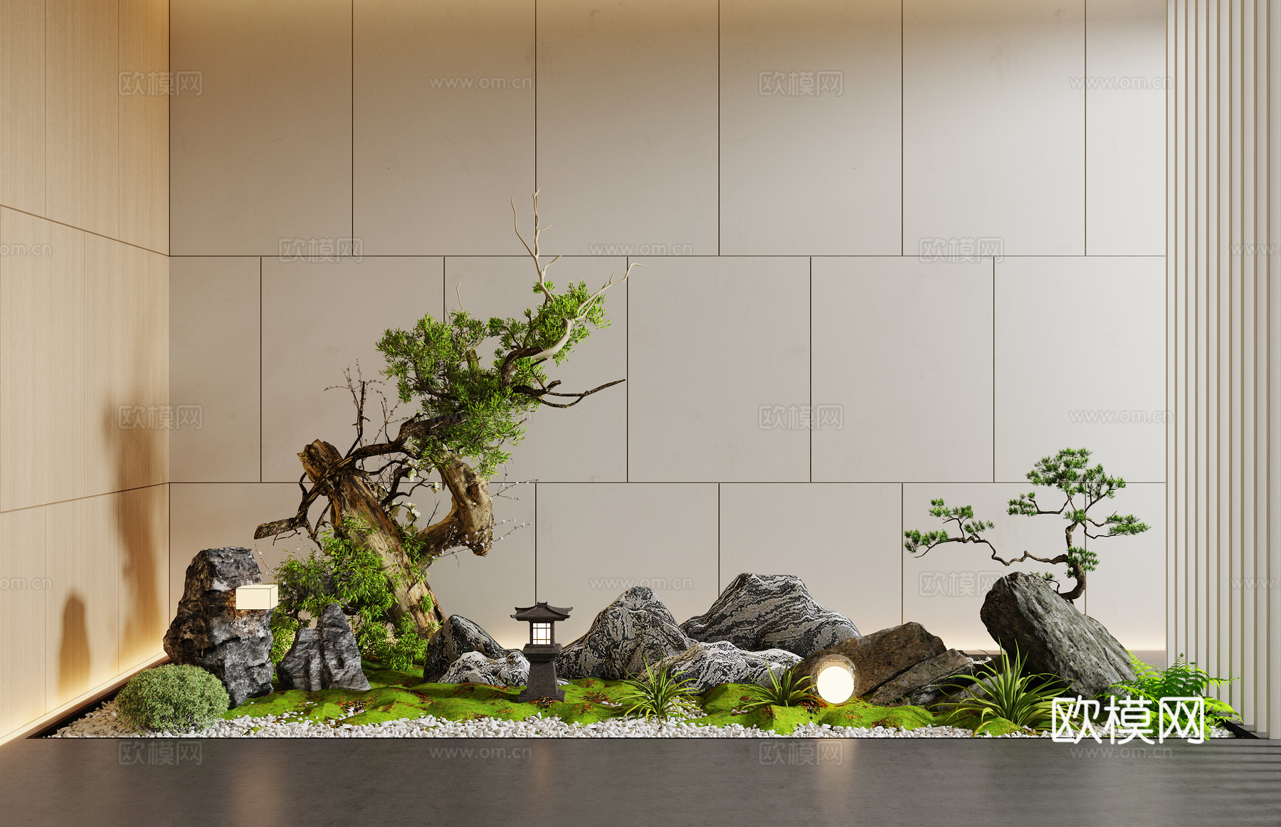 新中式室内景观造景3d模型
