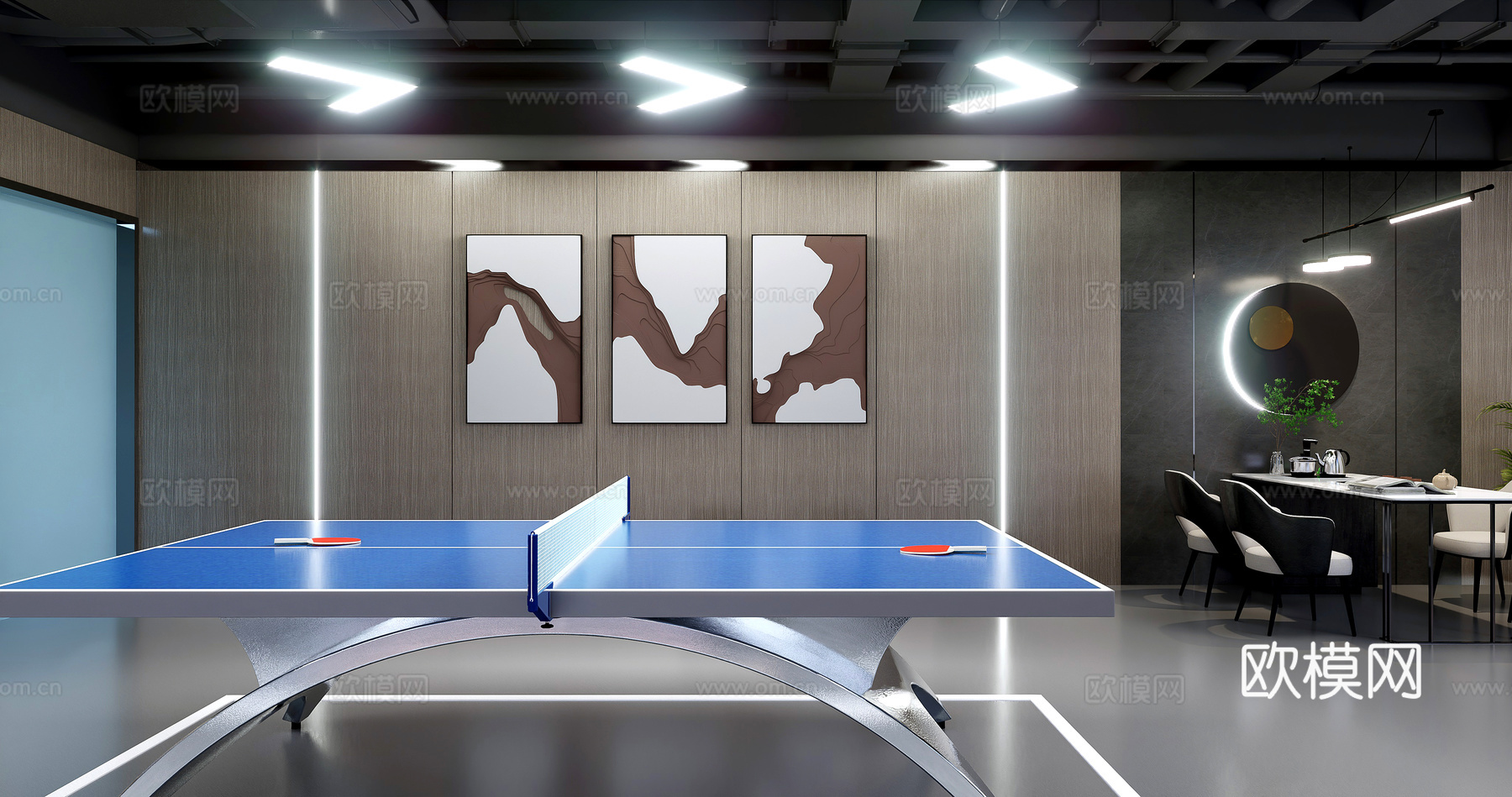 办公区活动室乒乓球室3d模型
