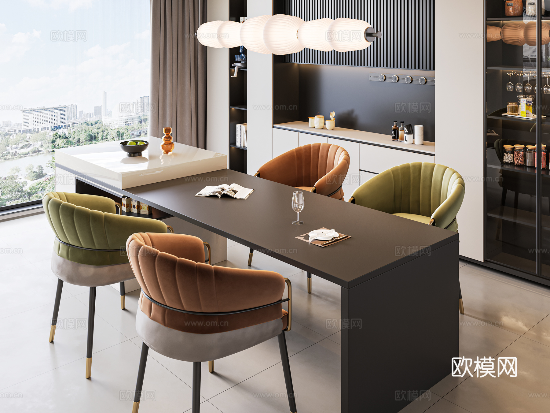 现代家居餐厅3d模型