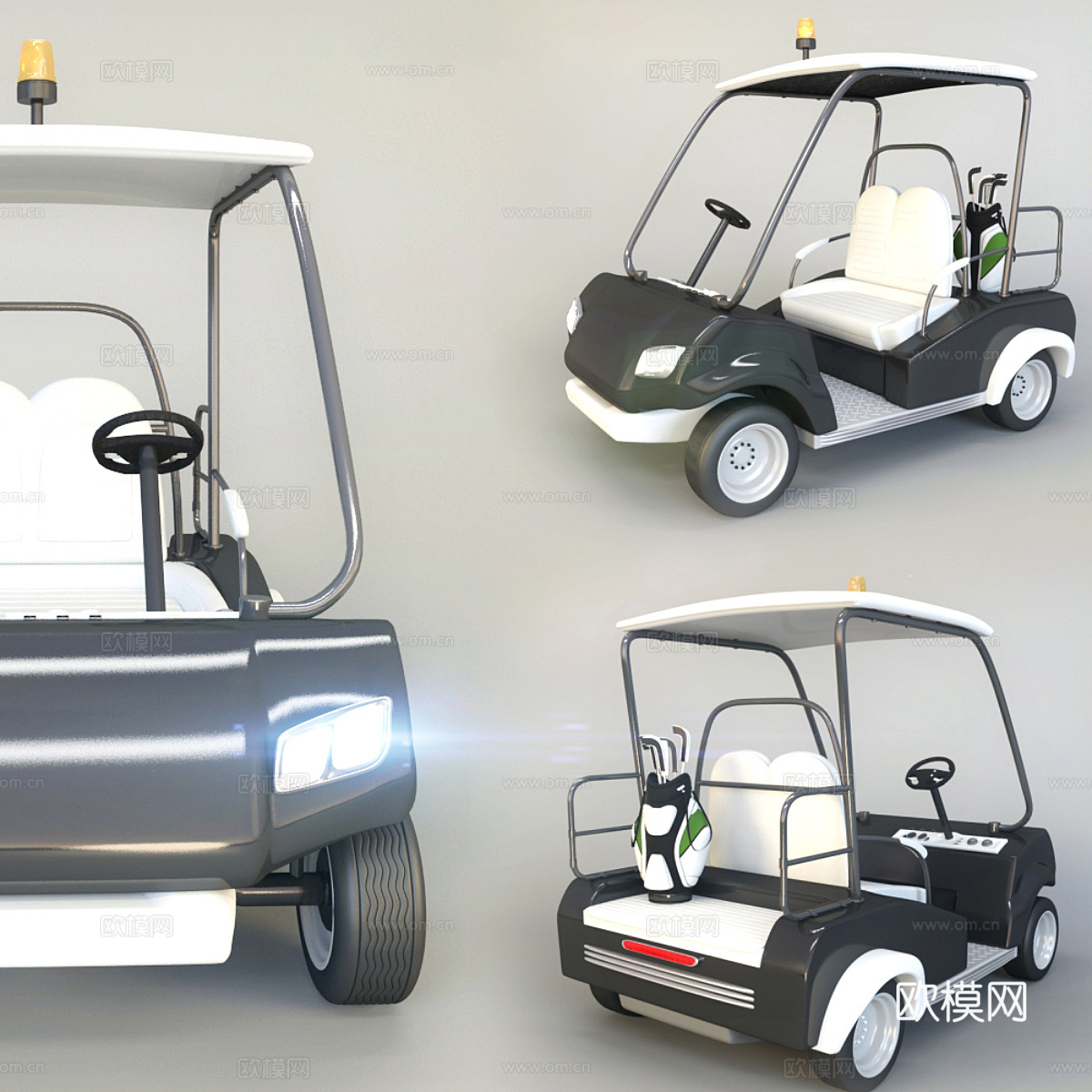 小型观光车 电动景区代步车 高尔夫休闲球车 高尔夫草坪车3d模型