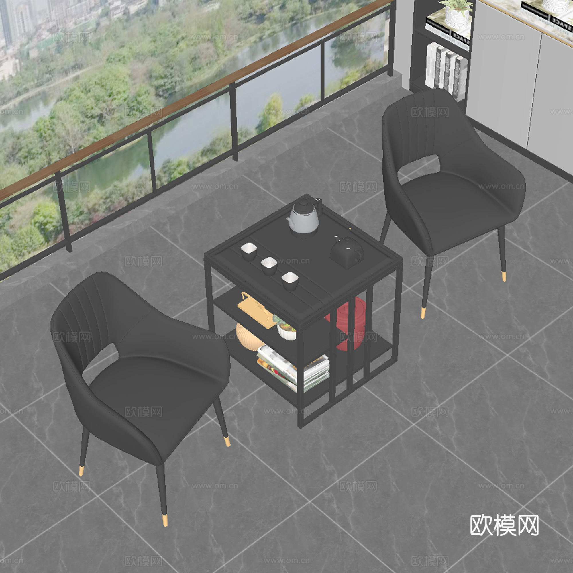 现代茶桌椅su模型