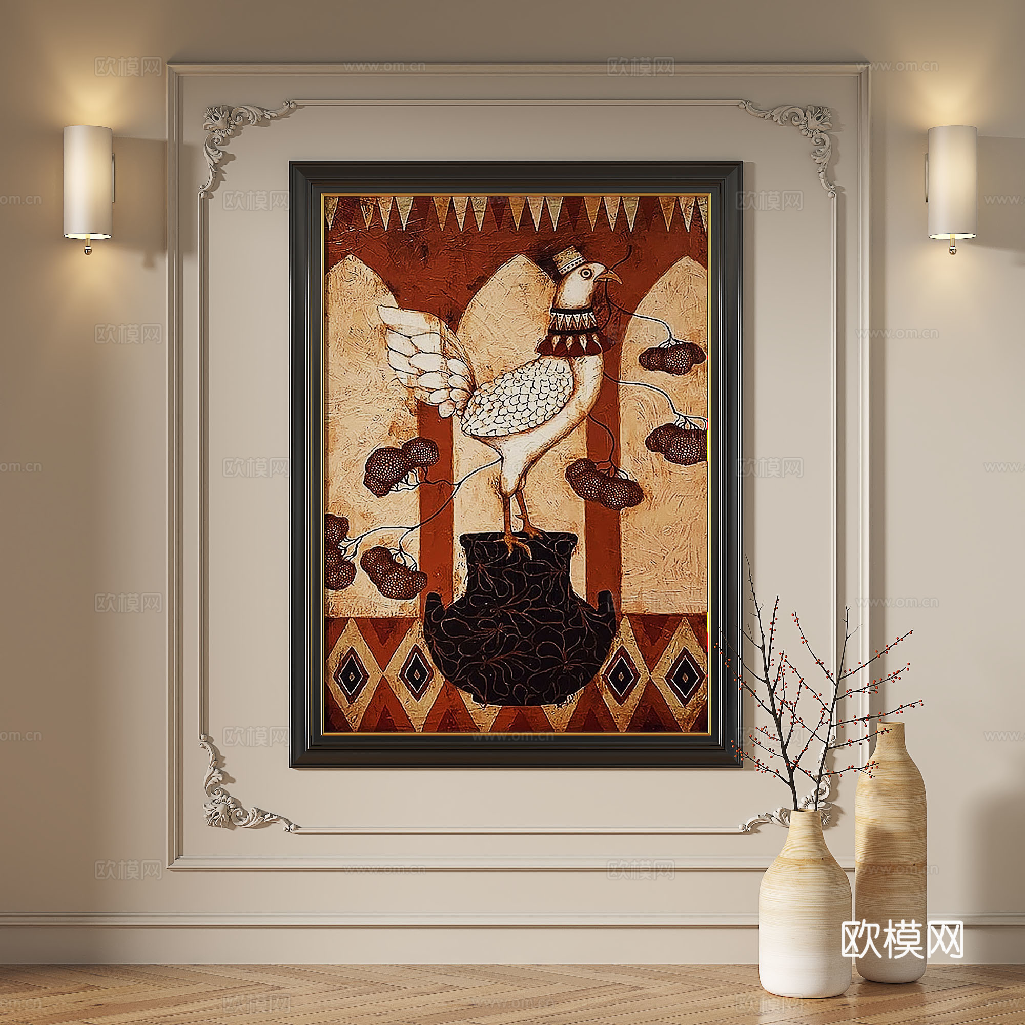 法式，复古，油画，现代，简约，轻奢，现代，装饰画3d模型