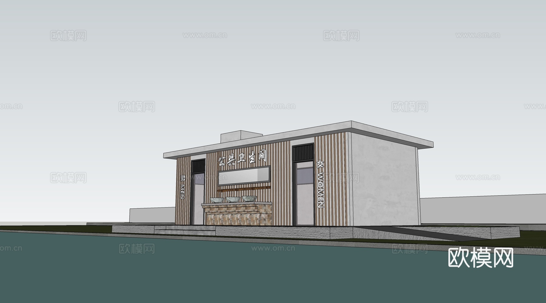现代公厕建筑 厕所建筑 旅游厕所 公共卫生间su模型