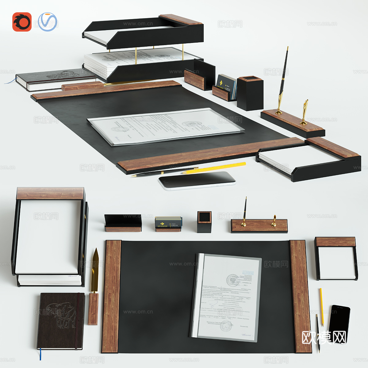 办公用品 笔记本 笔 名片3d模型