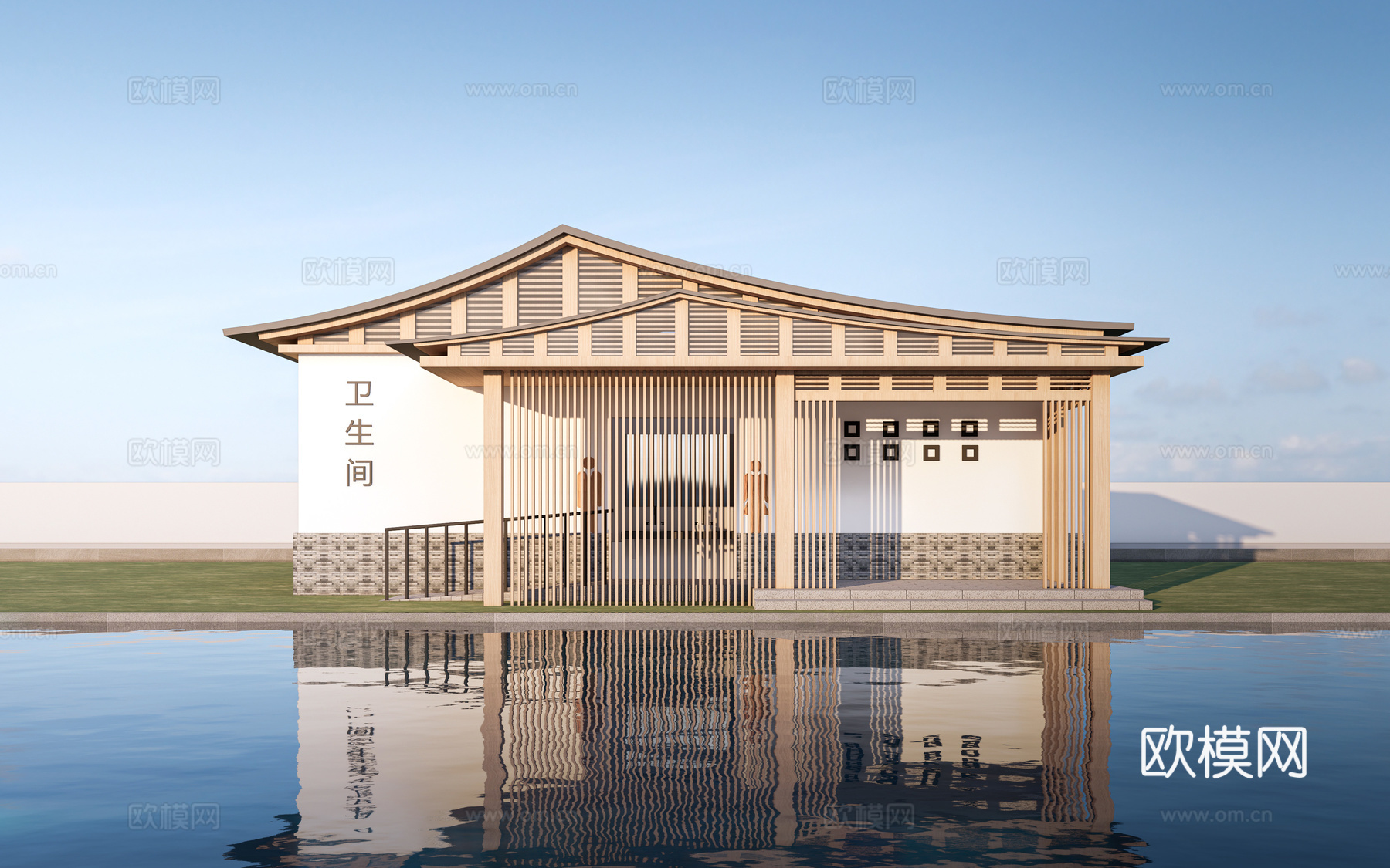 现代公厕建筑 厕所建筑 旅游厕所 公共卫生间su模型