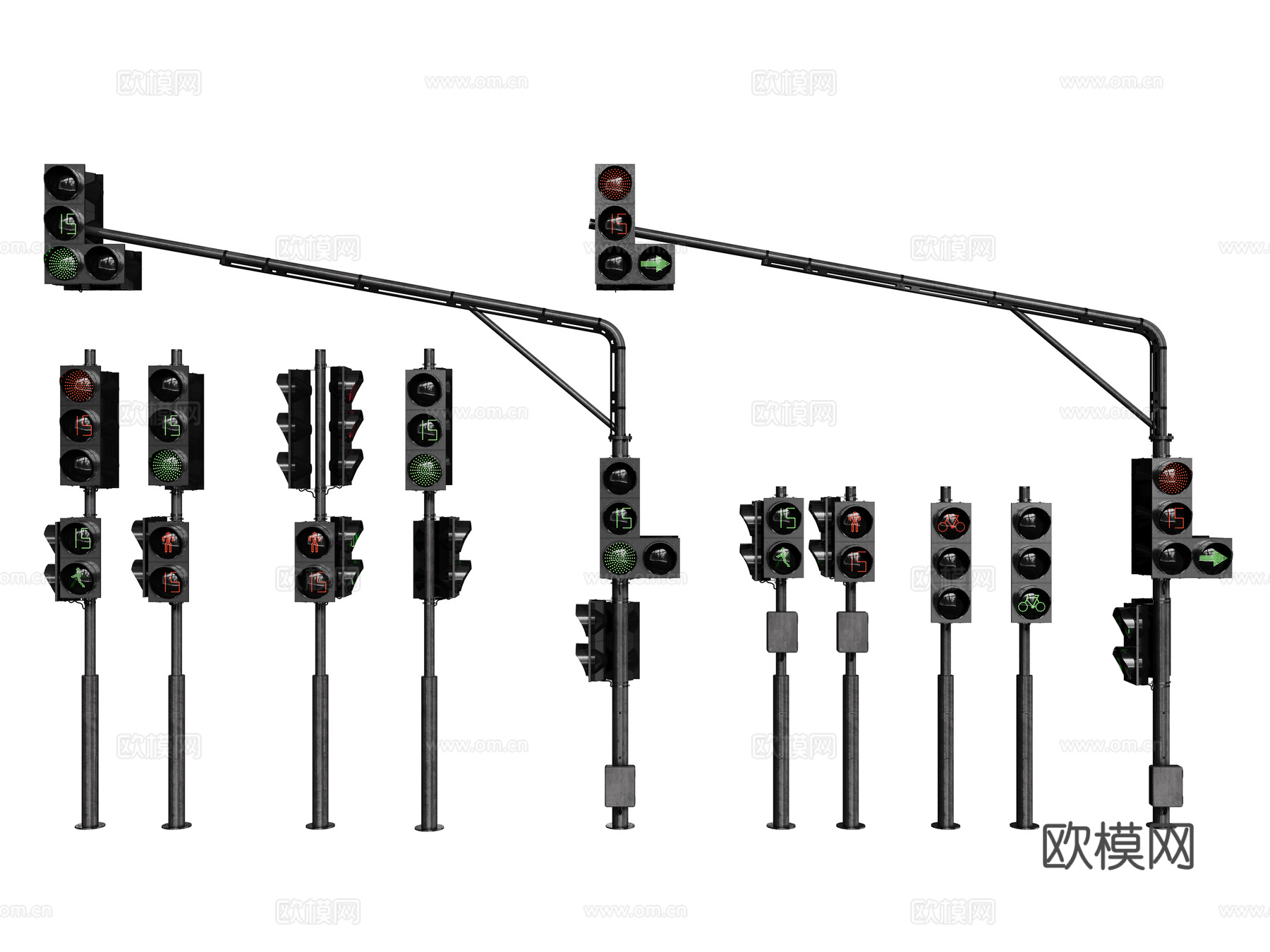 现代道路红绿灯3d模型