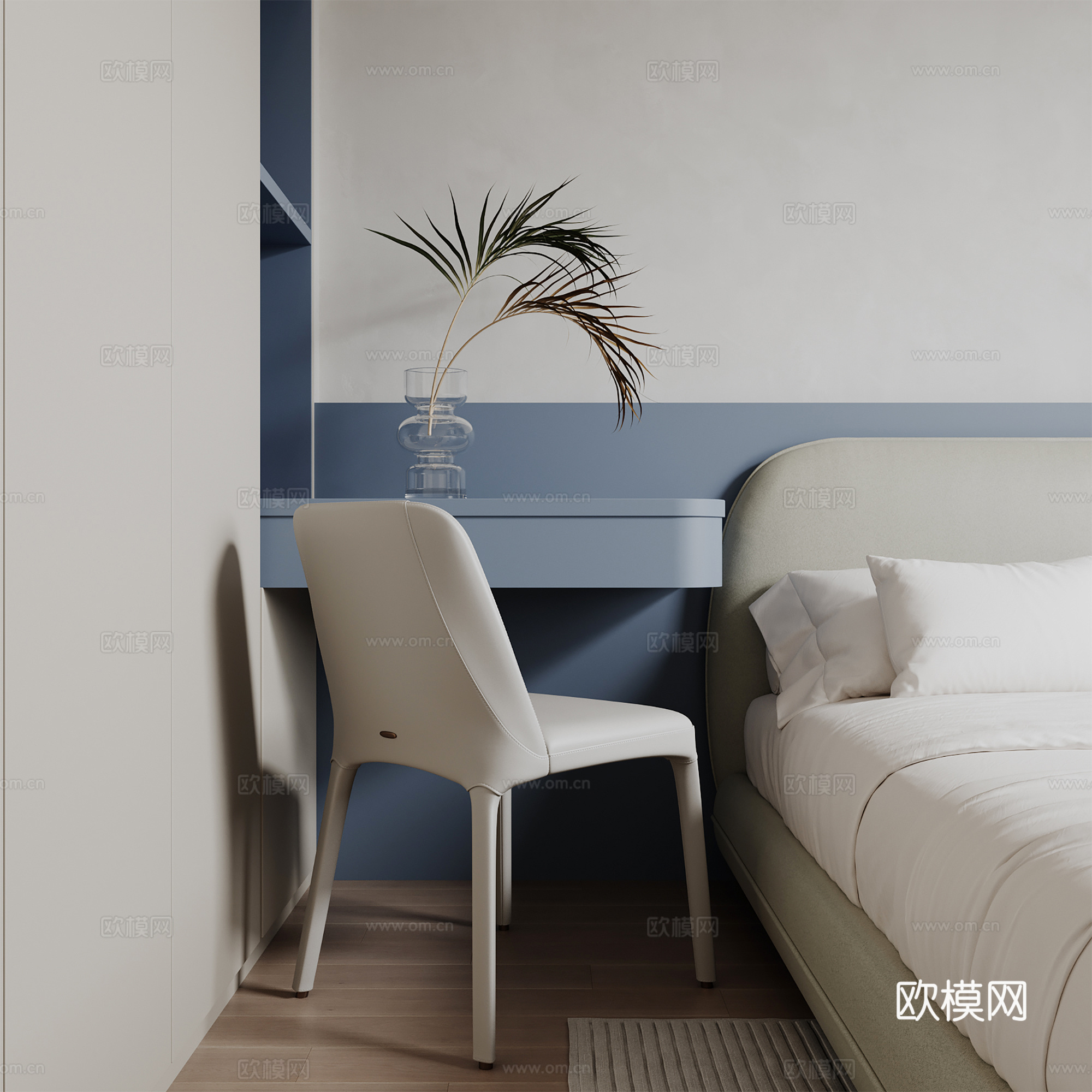 现代卧室书桌椅 儿童书桌椅su模型