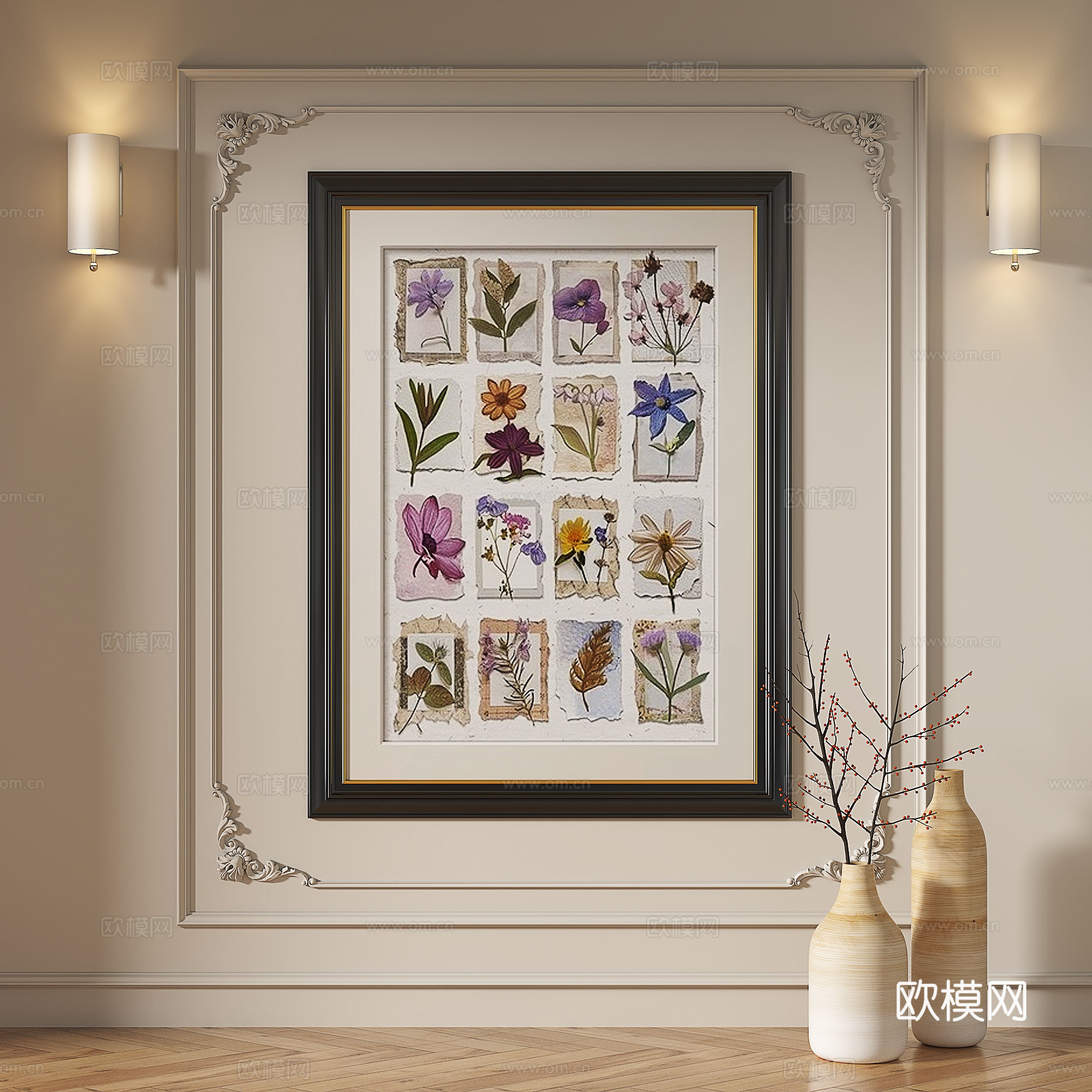 法式，复古，油画，现代，简约，轻奢，现代，装饰画3d模型