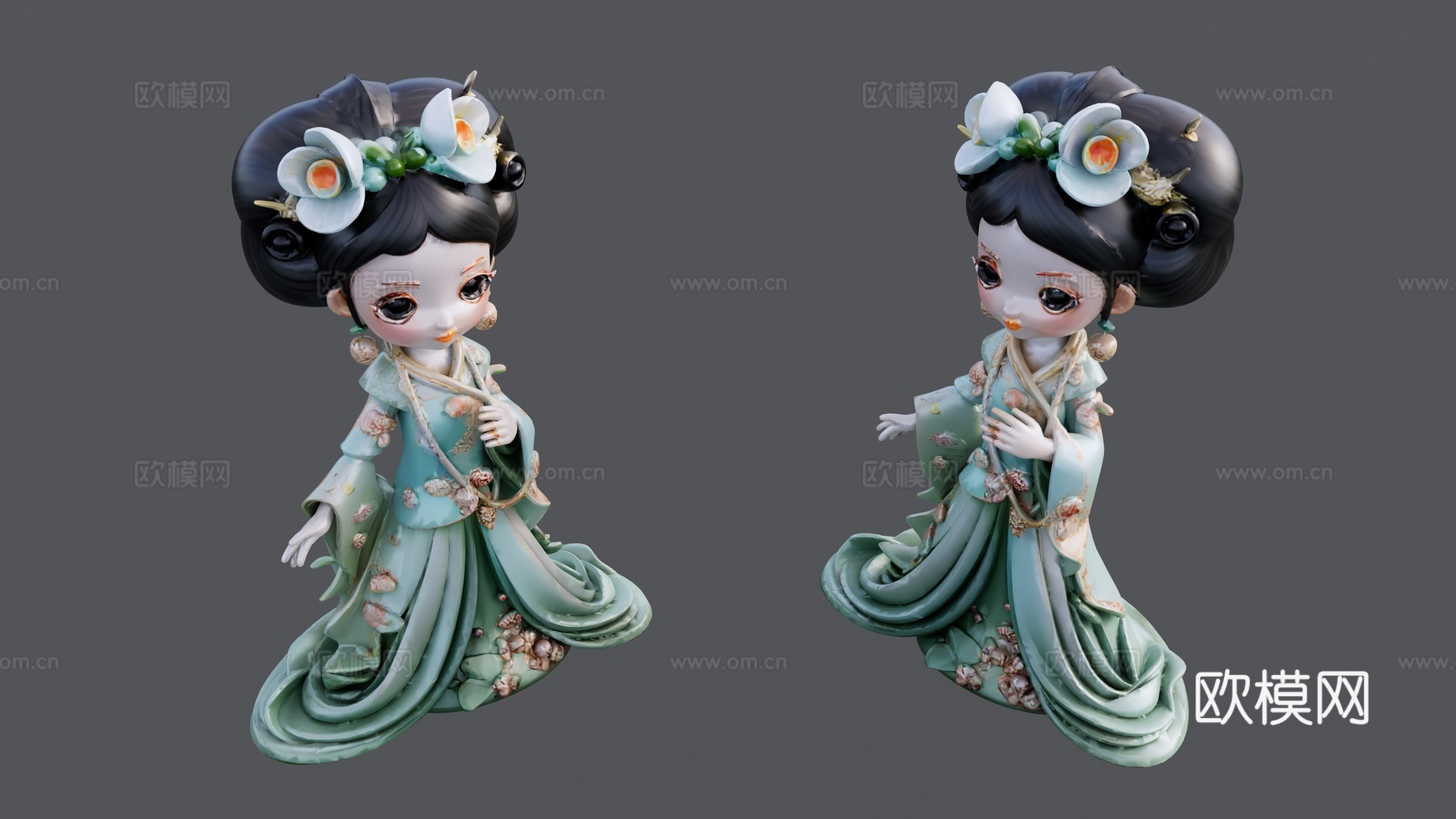 绿色花仙子雕塑su模型