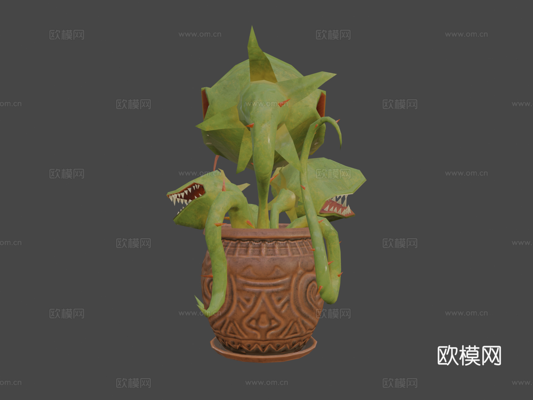 低多边形植物挑战-食肉花3d模型