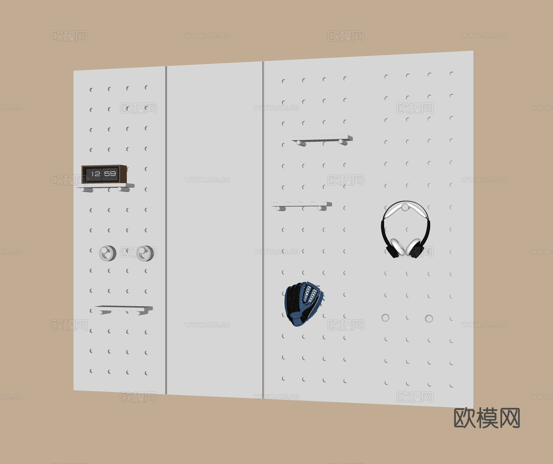 现代洞洞板墙饰su模型