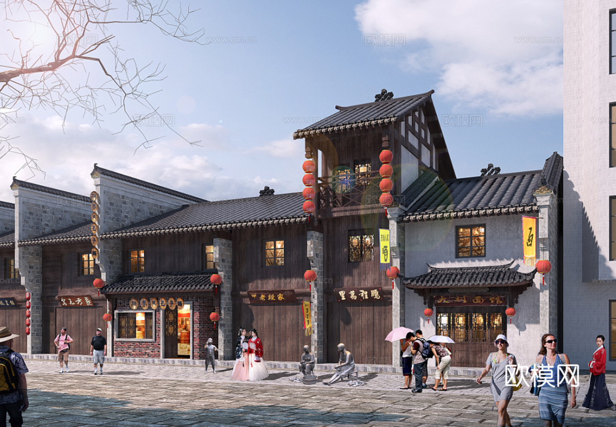 中式 古建 商业街 古街3d模型