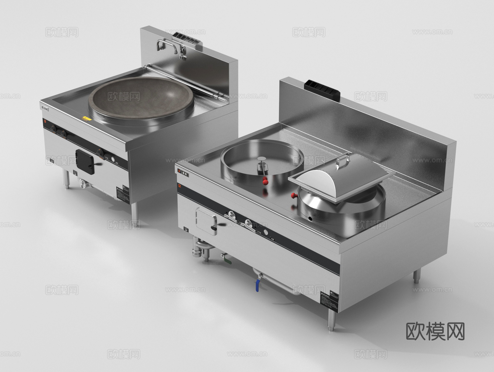 工业后厨 商厨 大锅灶 餐饮中央厨房灶台3d模型
