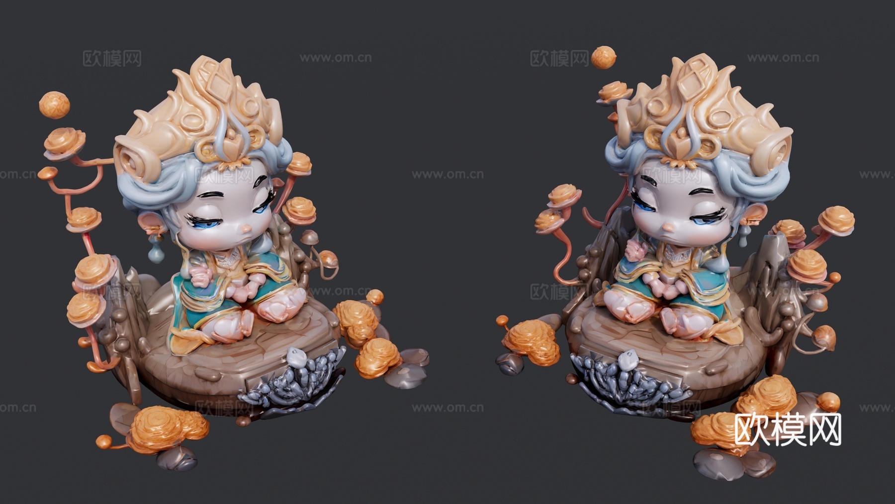 黄色灵芝仙子雕塑su模型