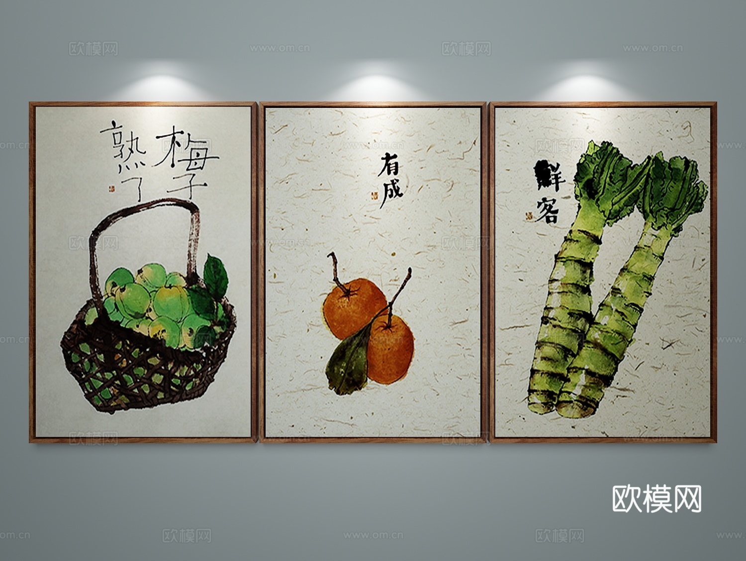 新中式装饰挂画3d模型