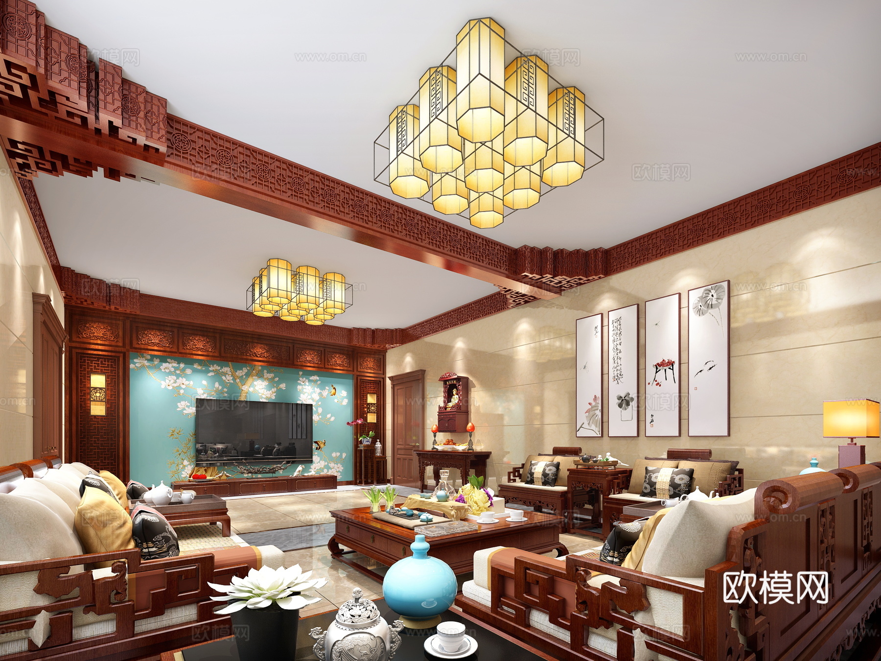 中式客厅传统中式3d模型