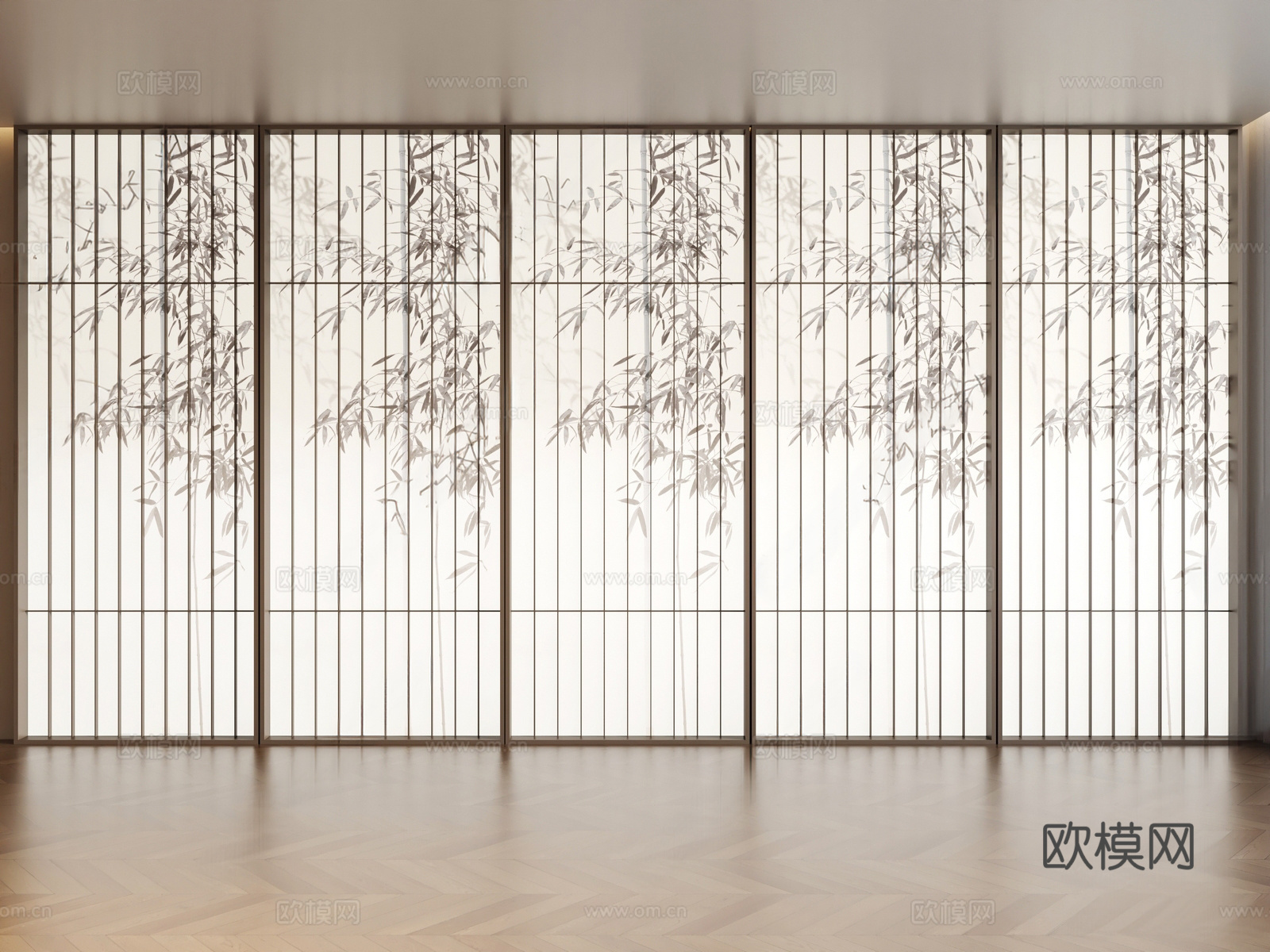新中式屏风_屏风_隔断su模型