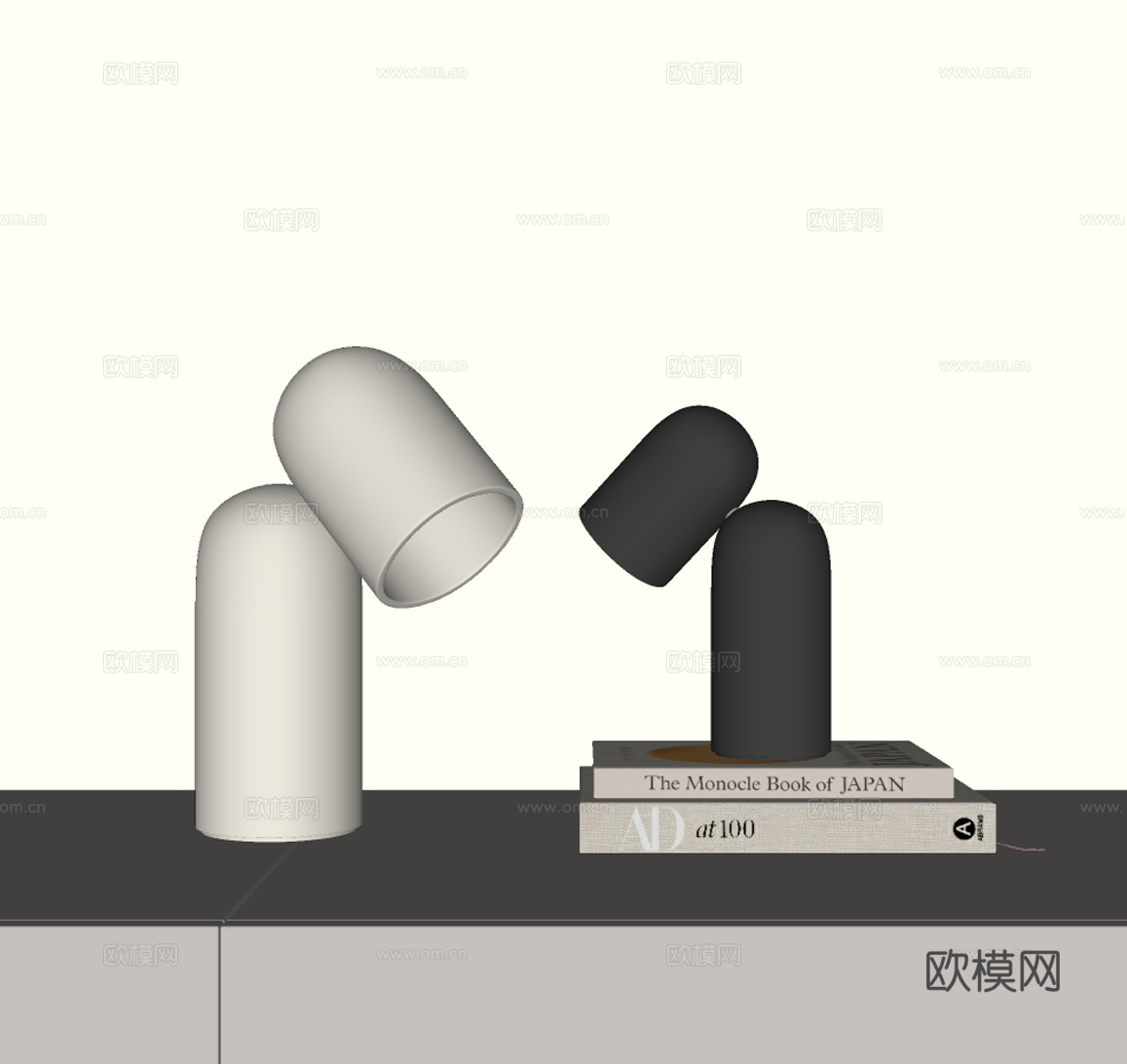 现代极简台灯 儿童台灯su模型