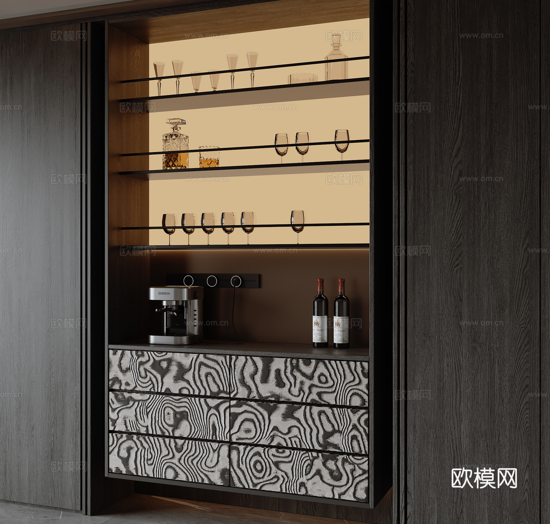 现代意式酒柜3d模型