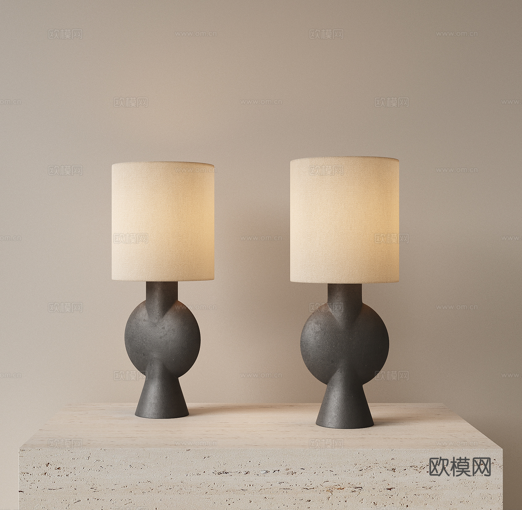 中古风床头台灯 复古台灯 客厅台灯 书房台灯 异形台灯3d模型