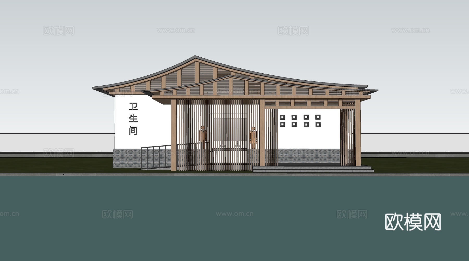 现代公厕建筑 厕所建筑 旅游厕所 公共卫生间su模型