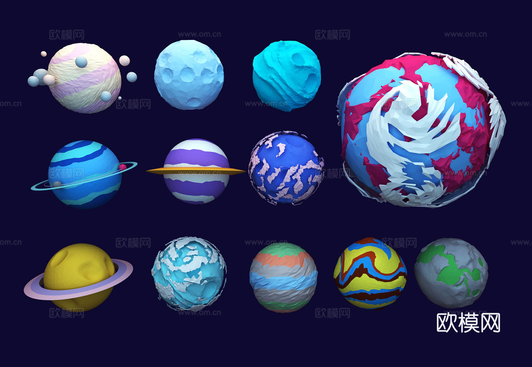 星球 低面行星3d模型