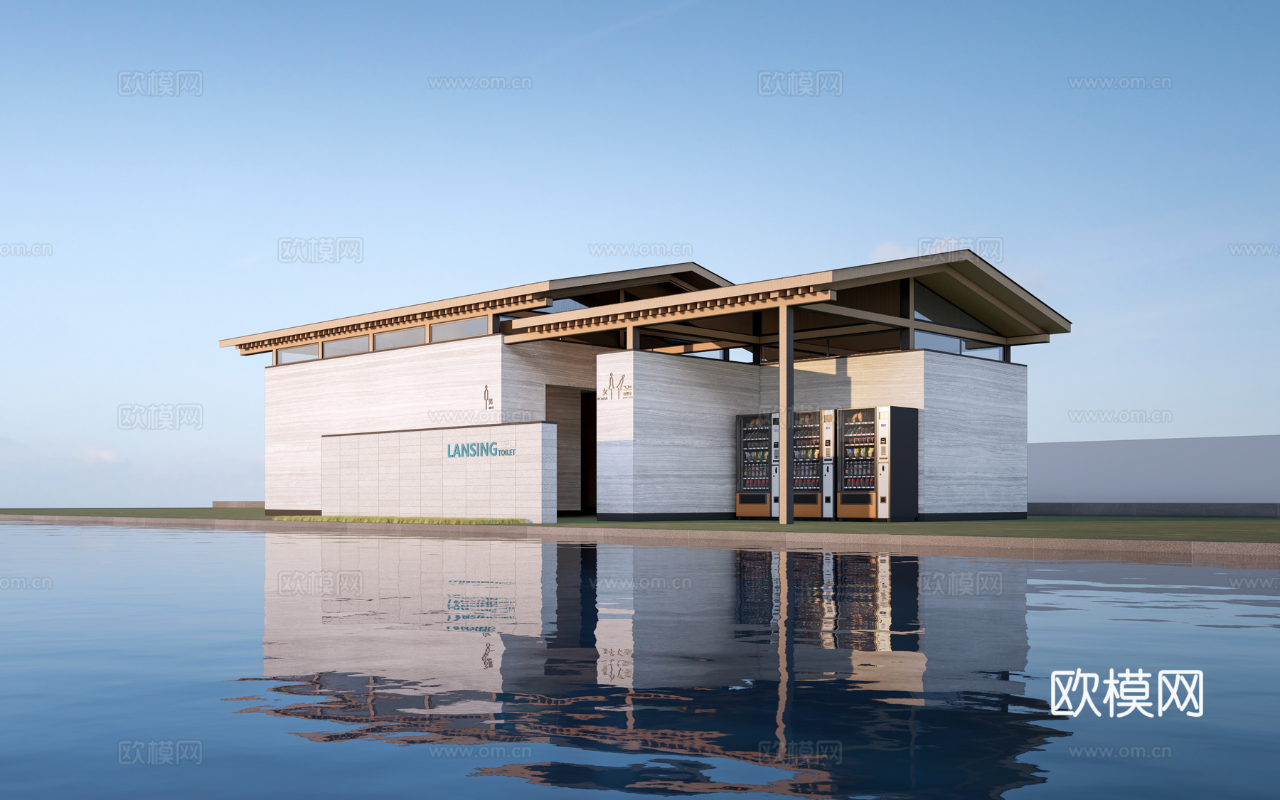 现代公厕建筑 厕所建筑 旅游厕所 公共卫生间su模型