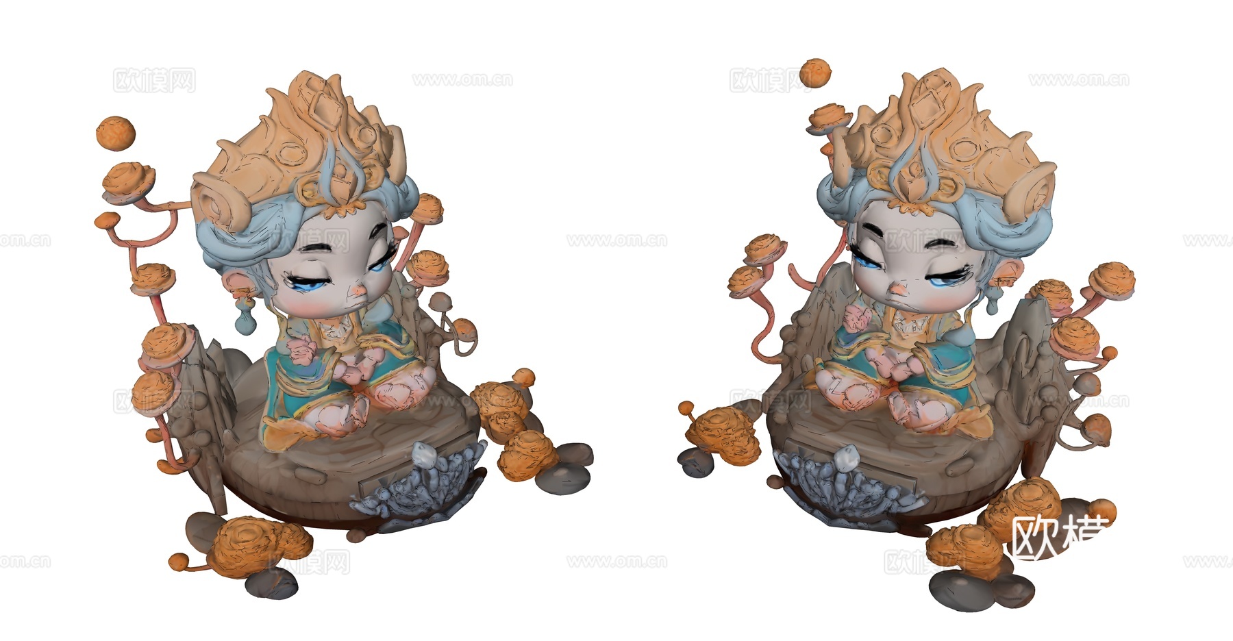 黄色灵芝仙子雕塑su模型