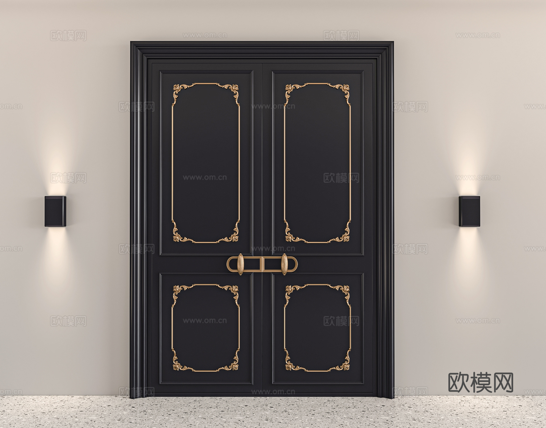 法式别墅双开大门3d模型