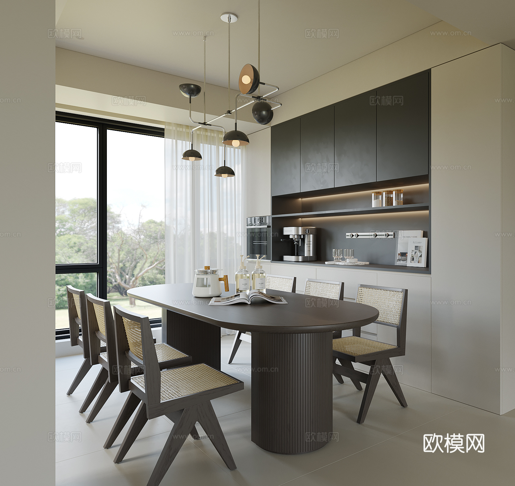 现代家居餐厅su模型