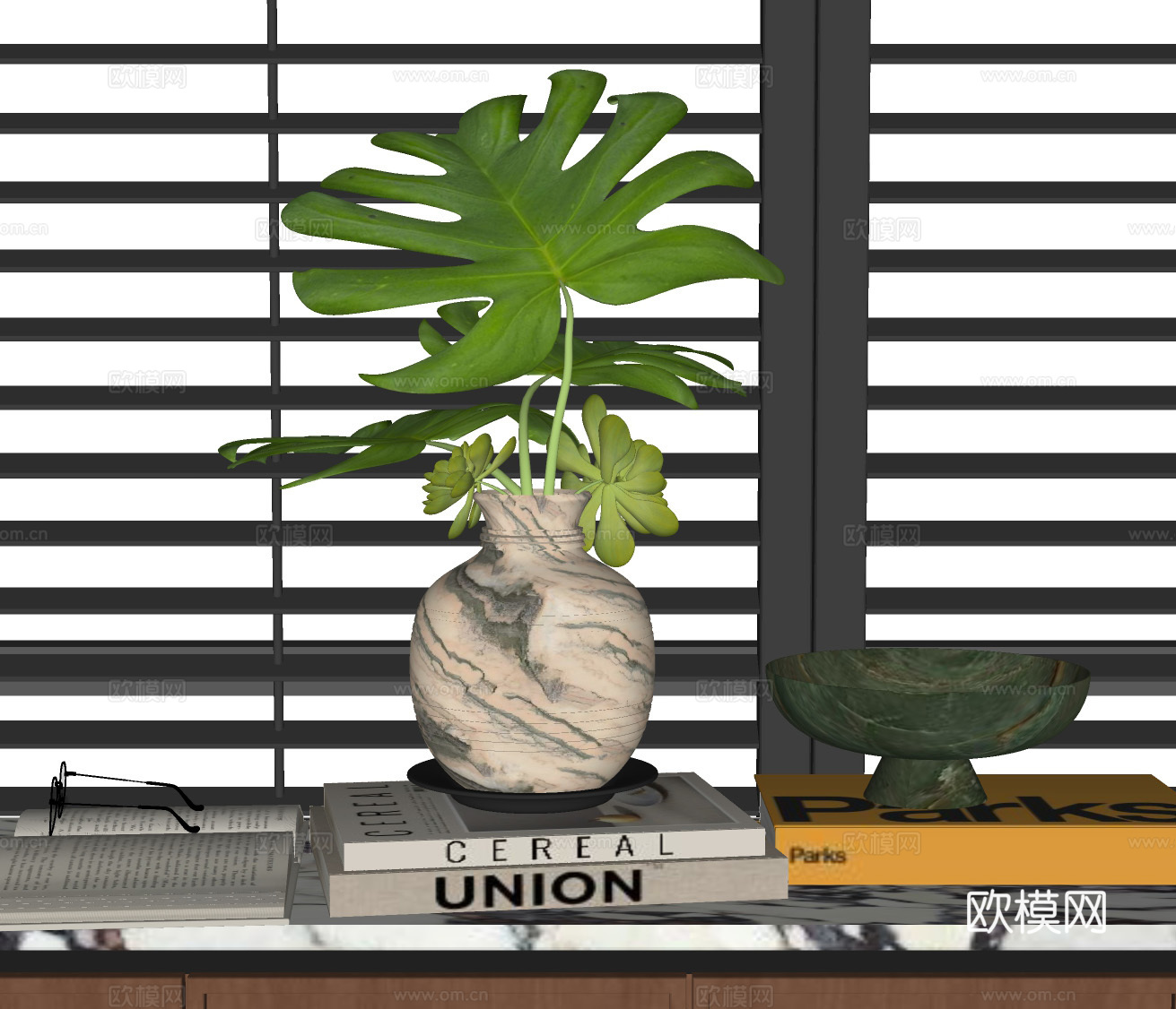 现代绿植摆件 植物摆件组合 餐桌摆件 花艺花瓶su模型