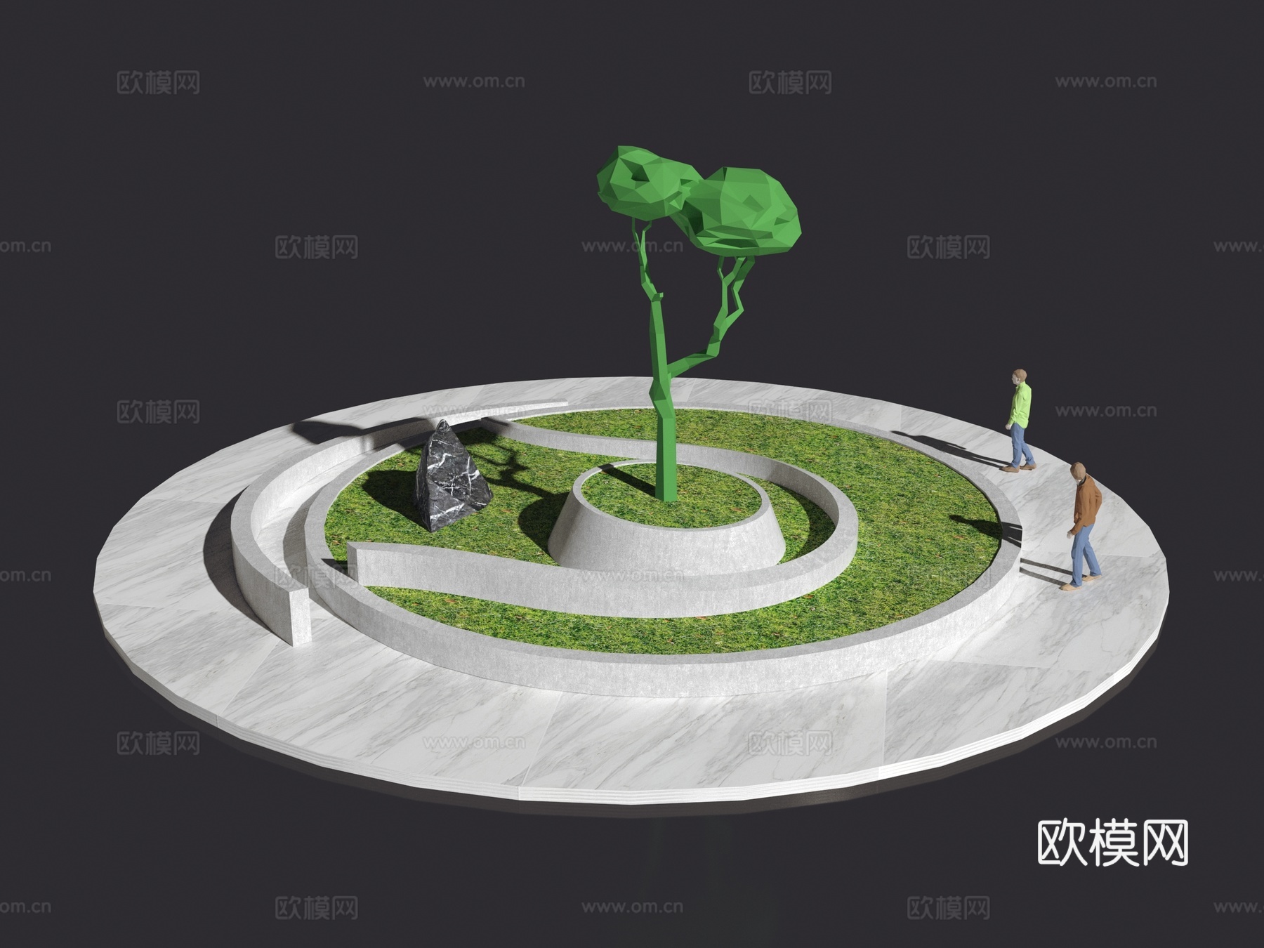 异形花池 景观石 树池3d模型