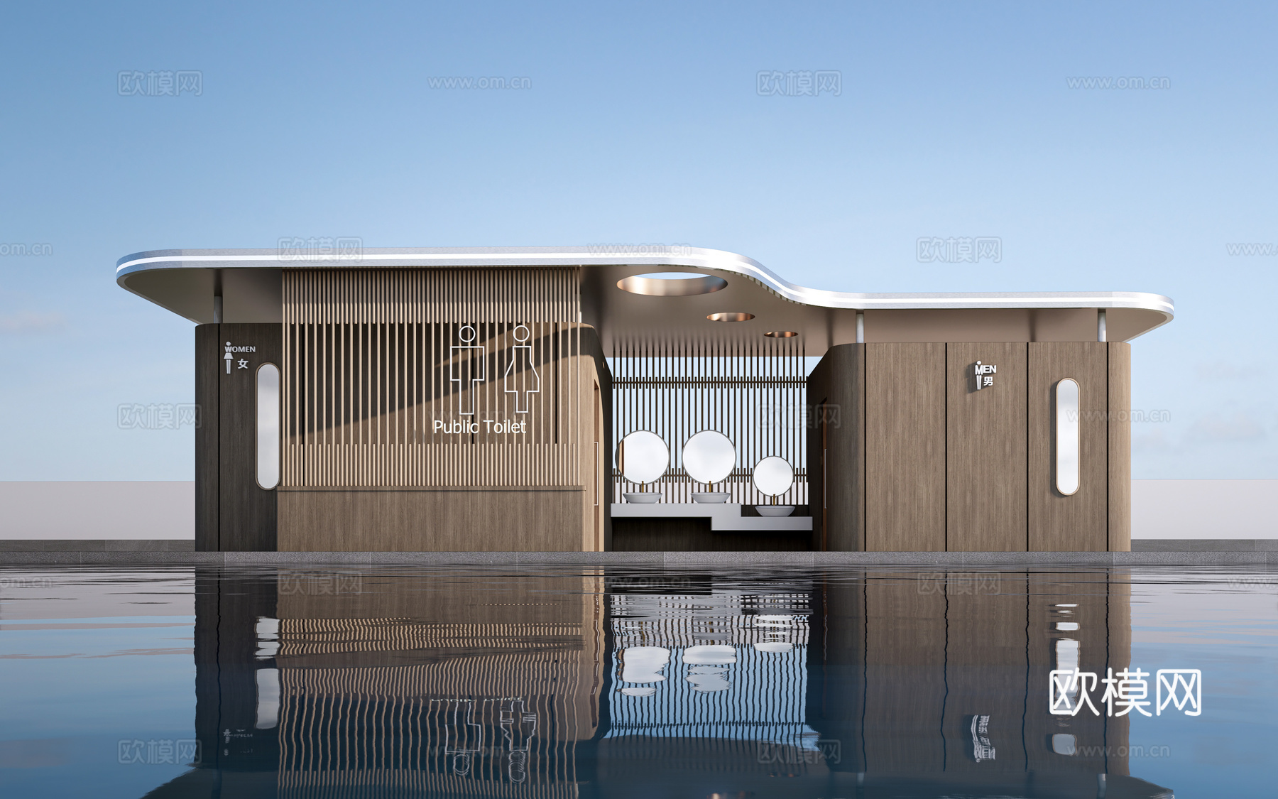 现代公厕建筑 厕所建筑 旅游厕所 公共卫生间su模型
