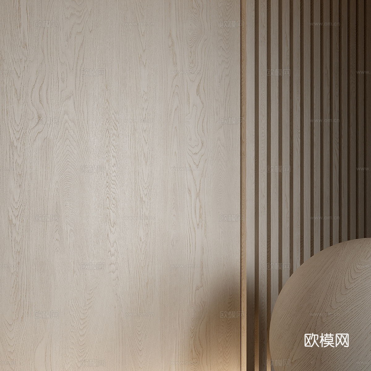 现代意式极简木纹 木饰面3d模型