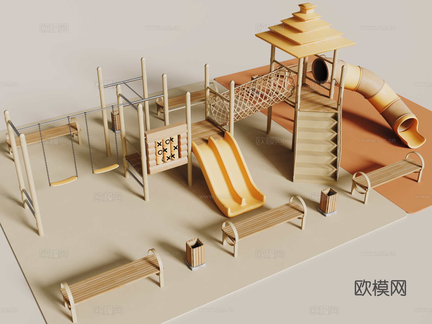 现代儿童游乐器材 游乐园3d模型