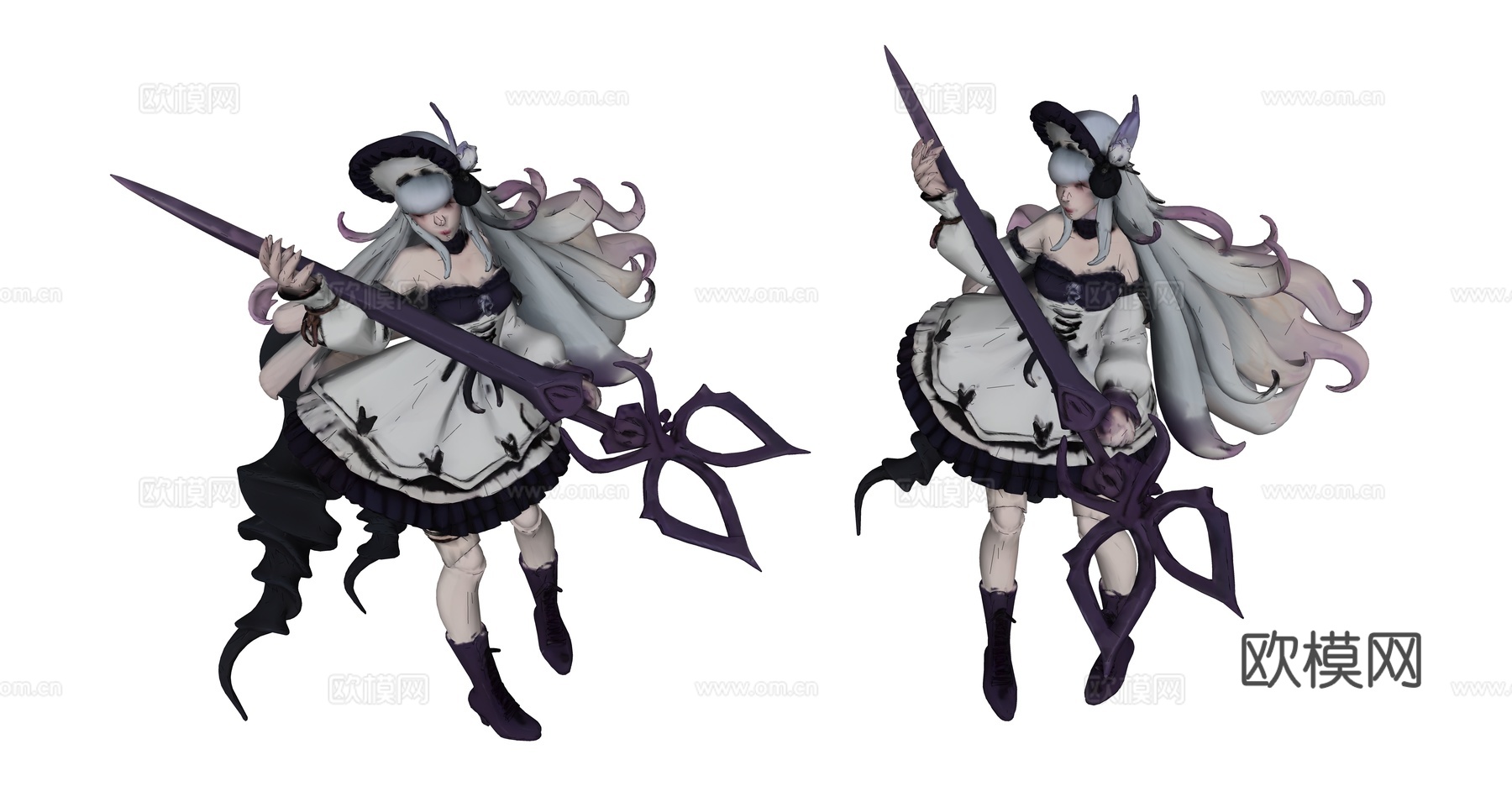 黑白色连衣裙小魔女su模型