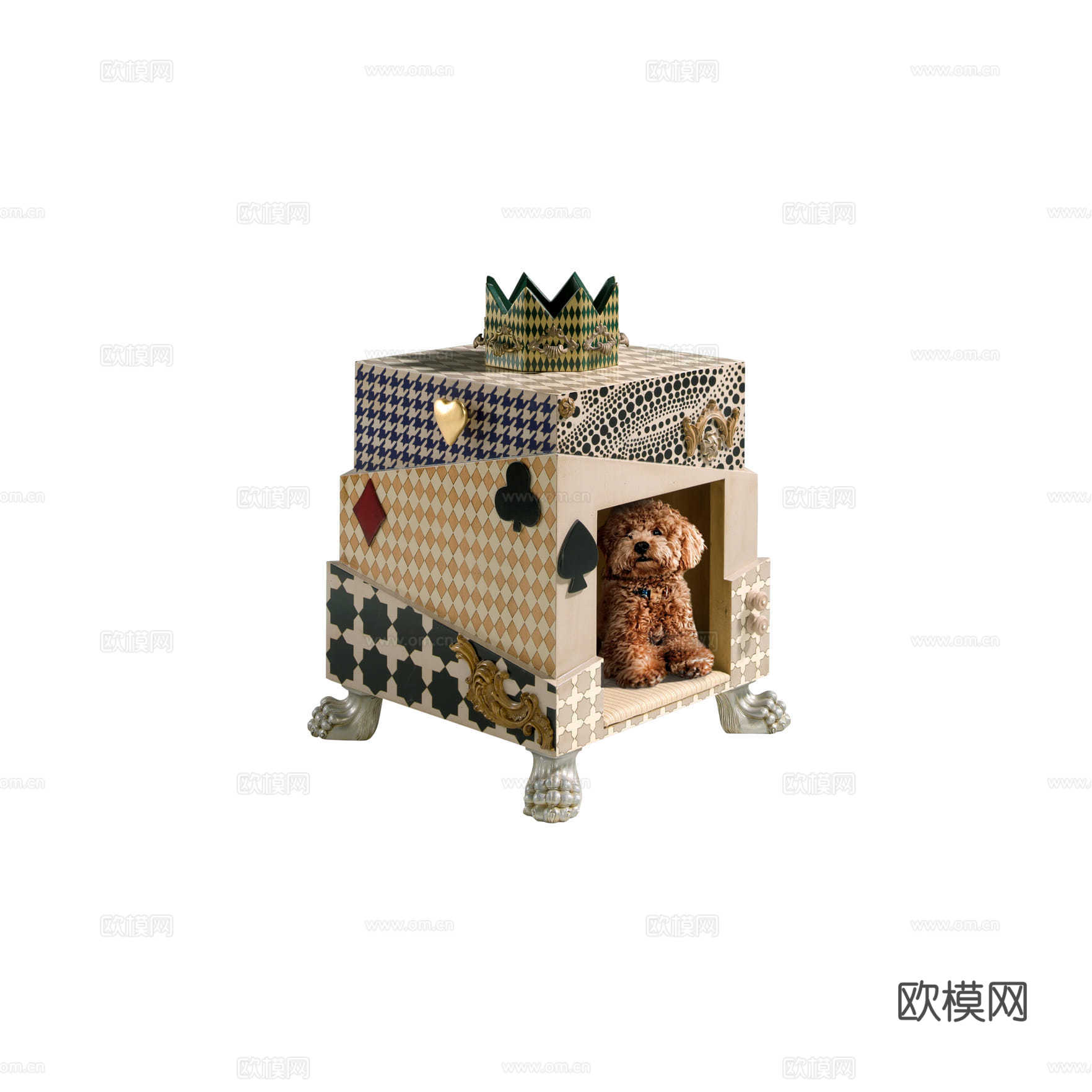 法式复古中古 狗狗宠物屋 狗窝 宠物别墅su模型
