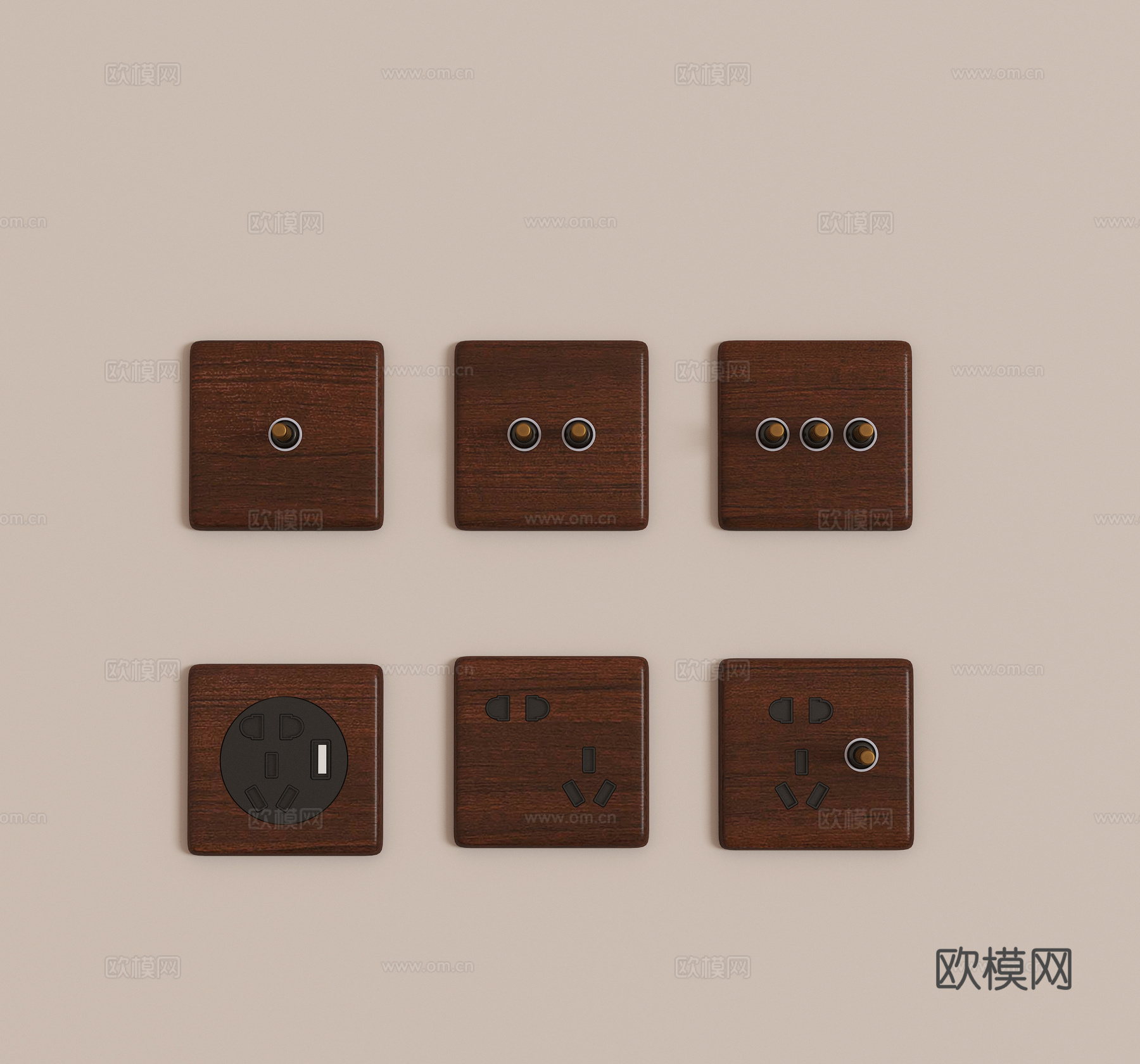 现代中古风开关插座3d模型