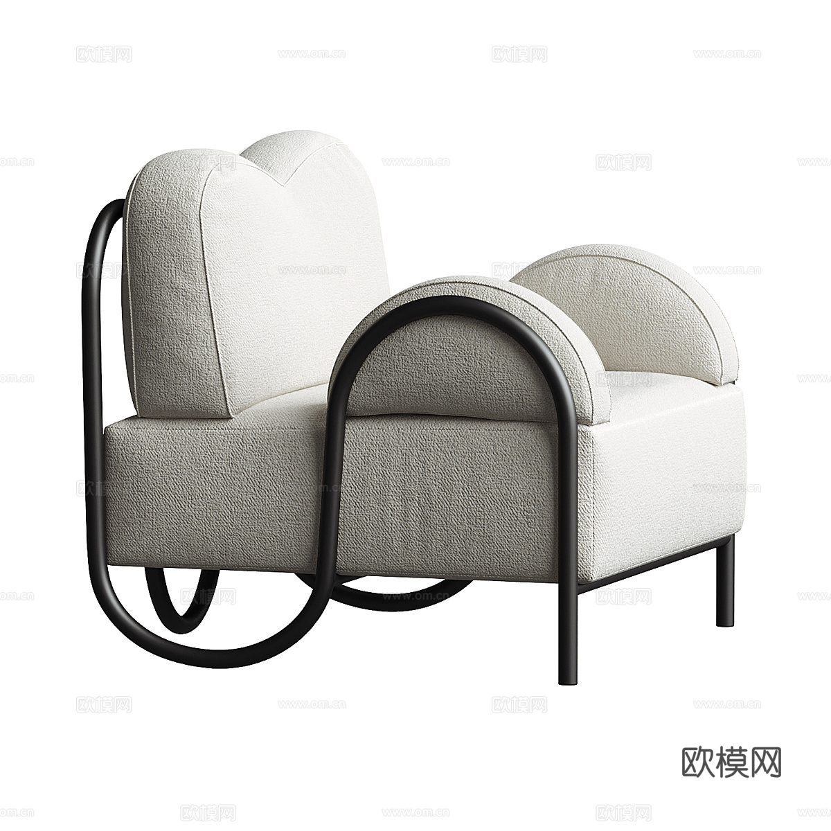 现代侘寂奶油风布艺扶手椅3d模型