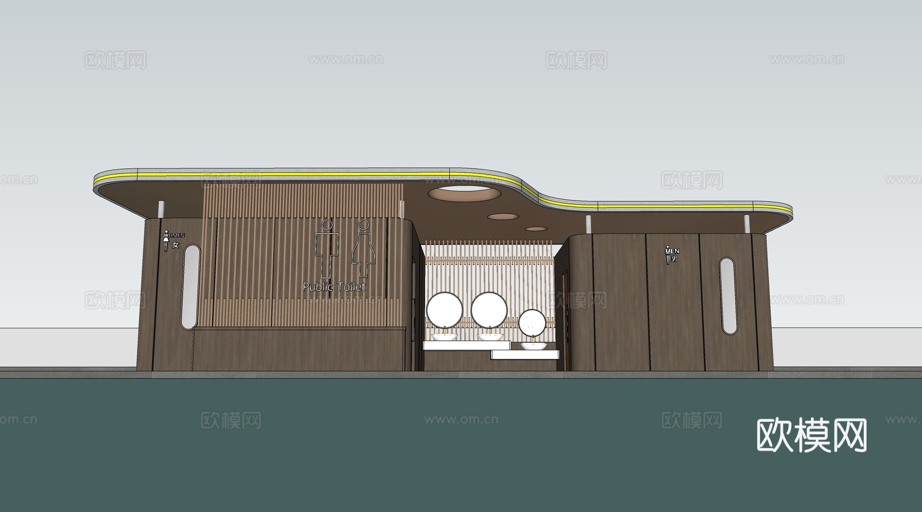现代公厕建筑 厕所建筑 旅游厕所 公共卫生间su模型