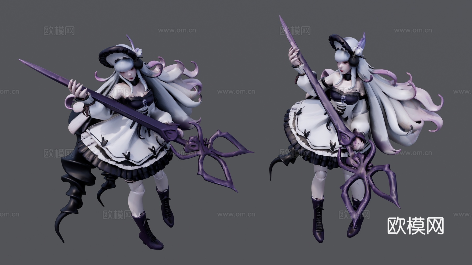 黑白色连衣裙小魔女su模型