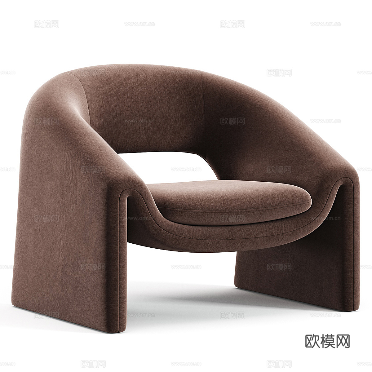 现代意式奶油风布艺扶手椅3d模型
