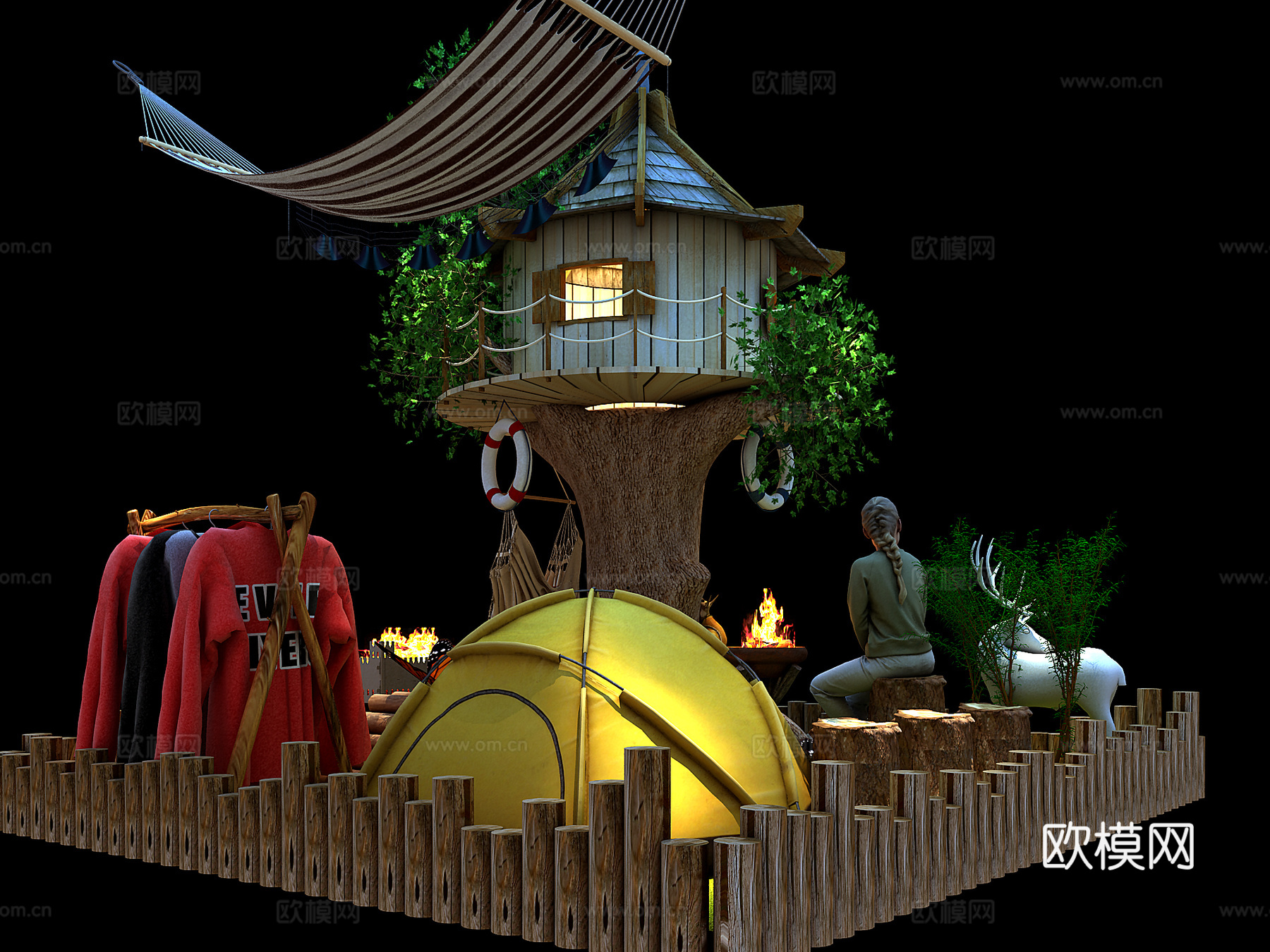 现代商场户外用品美陈3d模型