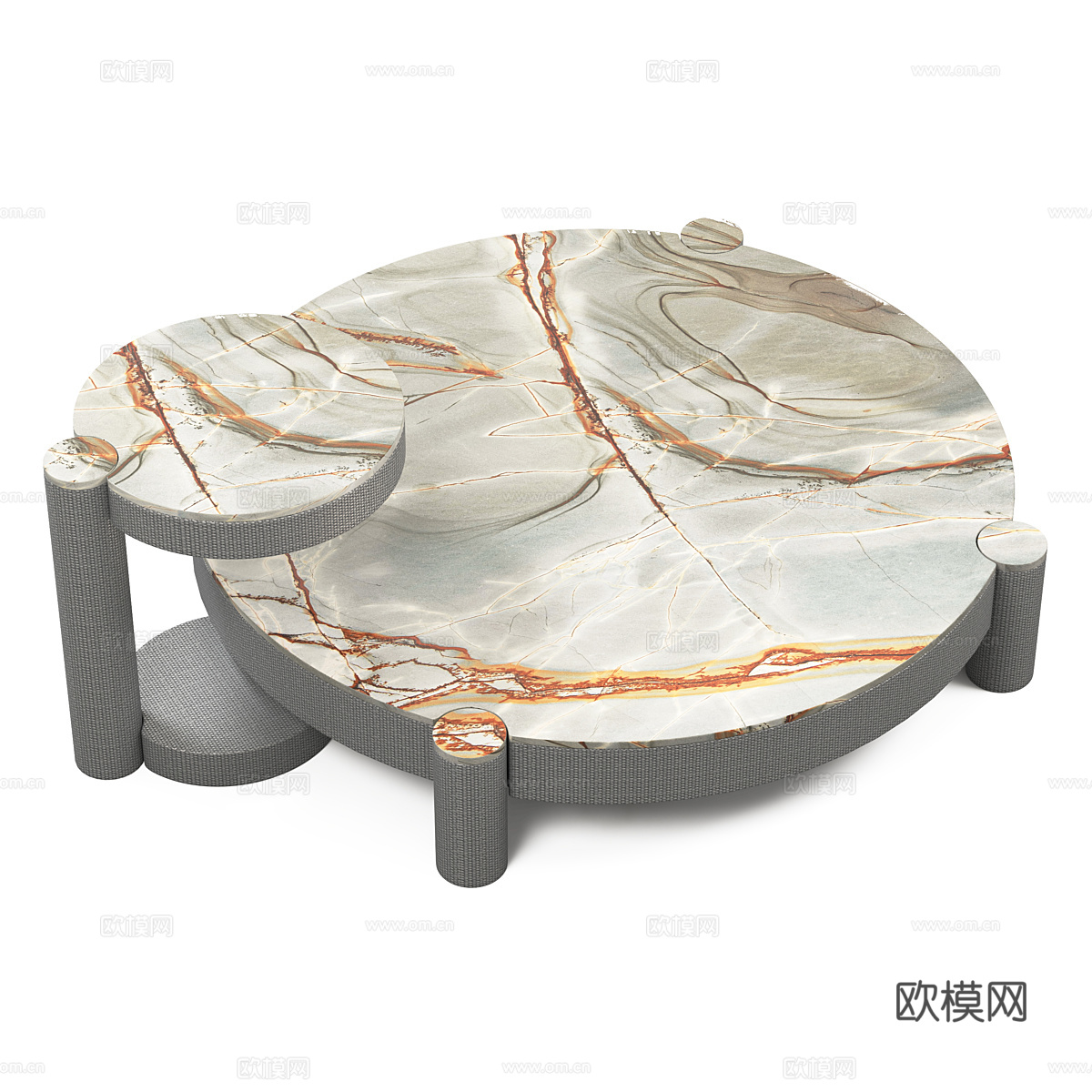现代意式大理石圆茶几3d模型