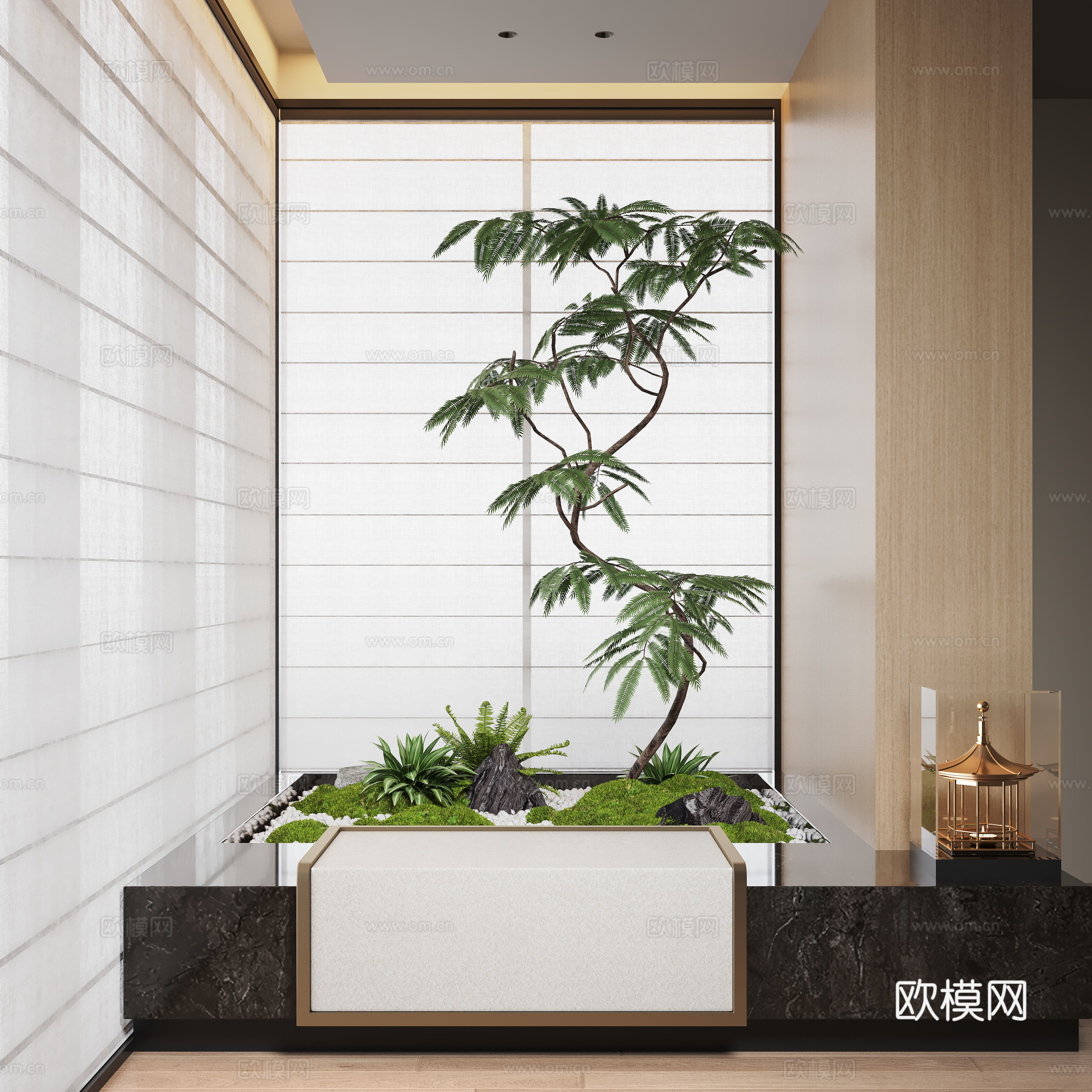 现代室内景观造景 苔藓景观 景观小品 植物景观3d模型